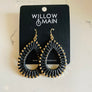 Metal Faux Leather Earrings
