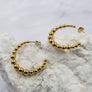 Gold Filled Ball Beaded C Hoop Earrings