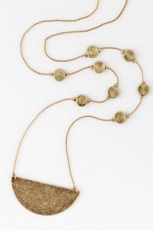 Gold Plated Half Circle Pendant Necklace