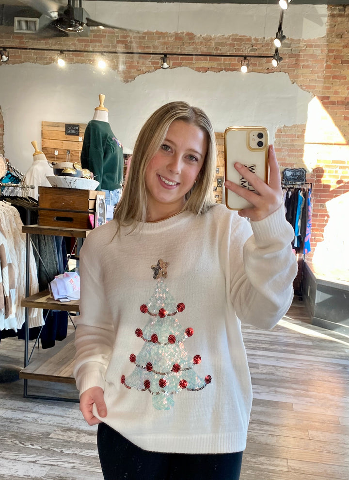 Glitter Sequin Tree Sweater