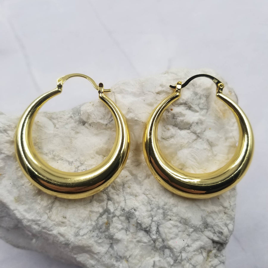 18K Gold Plated Oval Hoop Earrings