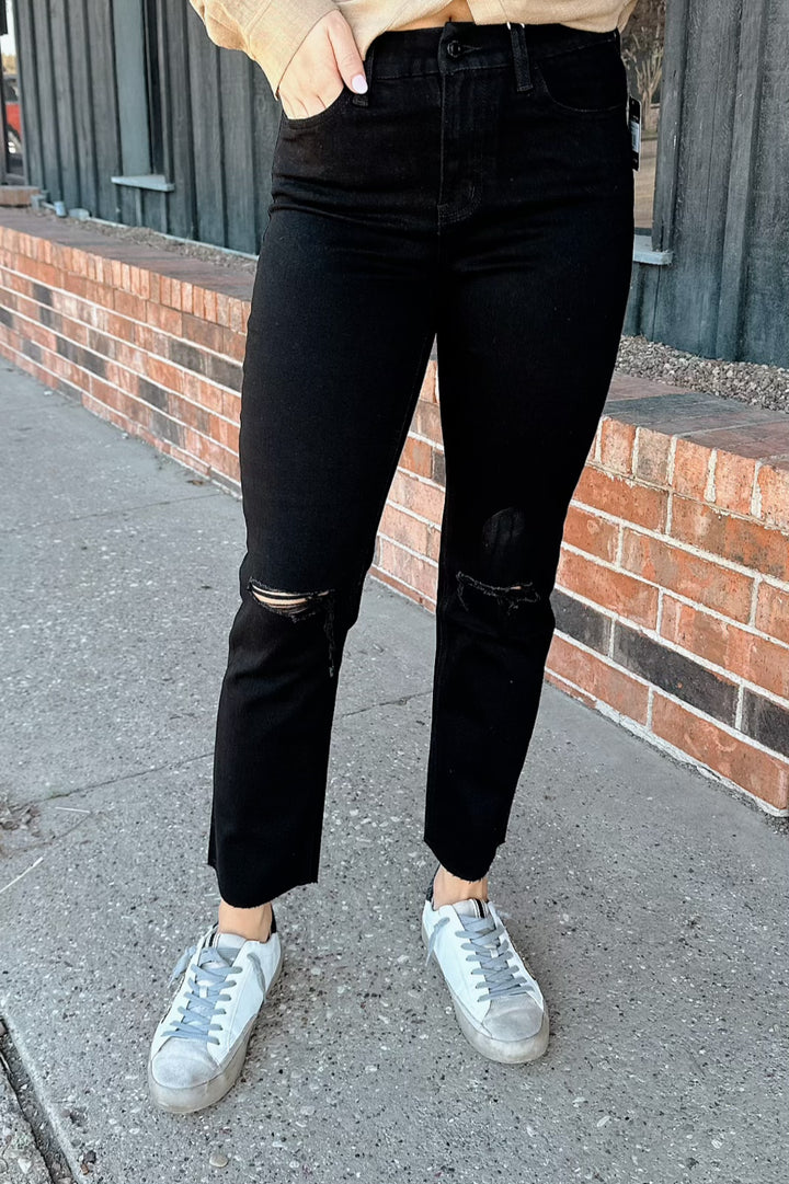 Vervet Black Distressed Crop Jeans