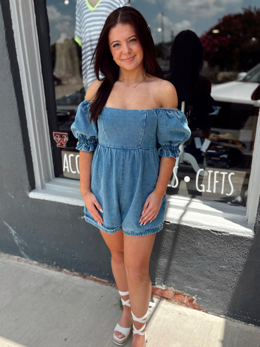 Brin Denim Romper