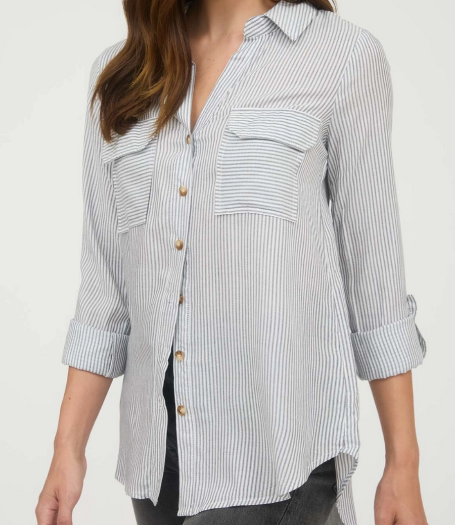 Zoey Striped Collared Top