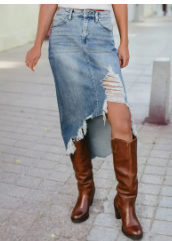 Lacy Distressed Midi Skirt