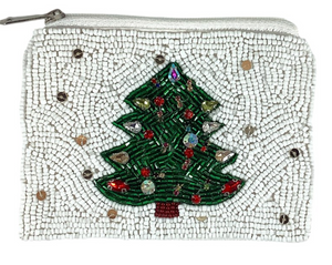 Christmas Seed Beaded Coin Purse