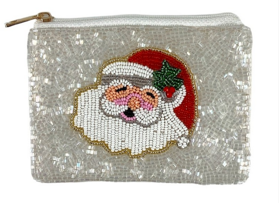 Christmas Seed Beaded Coin Purse