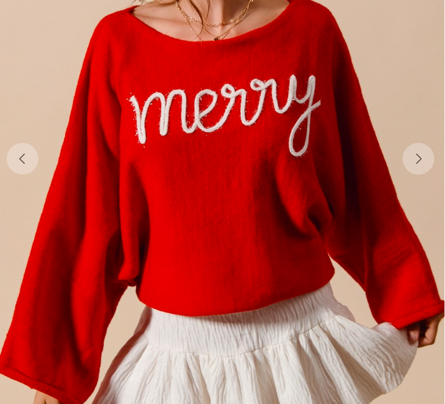 "Merry" Tinsel Sweater