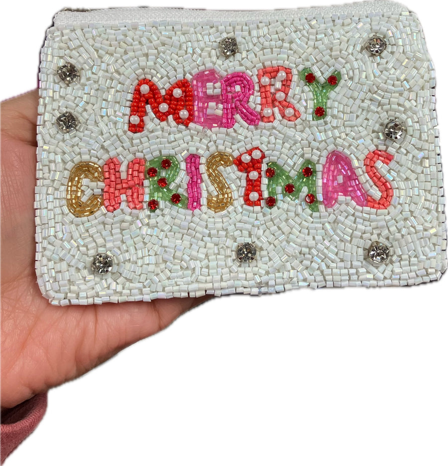 Christmas Seed Beaded Coin Purse